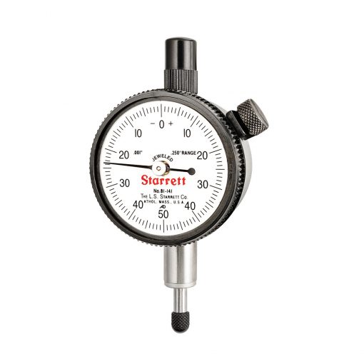 Starrett 81-141J Dial Indicator, Range .250 inch, .001, 0-50 dial