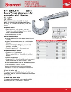 Starrett 575 & 585 Screw Thread Micrometers