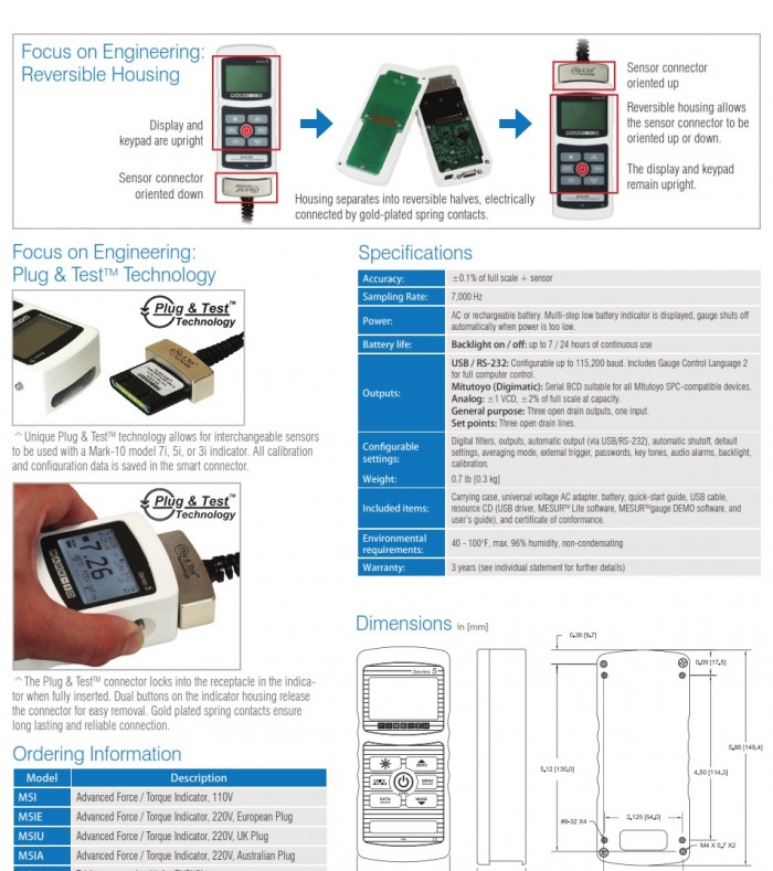 Mark10 Digital Torque Indicator Model 7i Willrich Precision Instruments