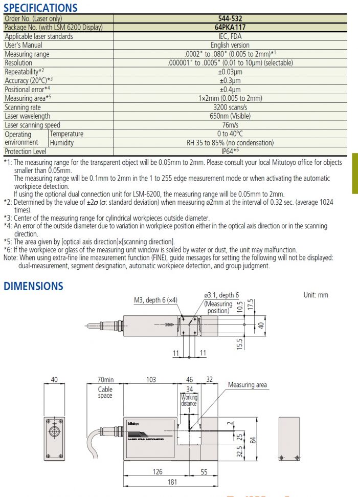 Mitutoyo Laser Scan Lsm 500s Micrometer 0002 080 64pka117